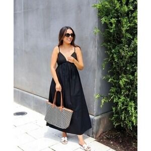 Commense Black Maxi Dress Sleeveless Sundress Casual Summer Dress Flowy size XS